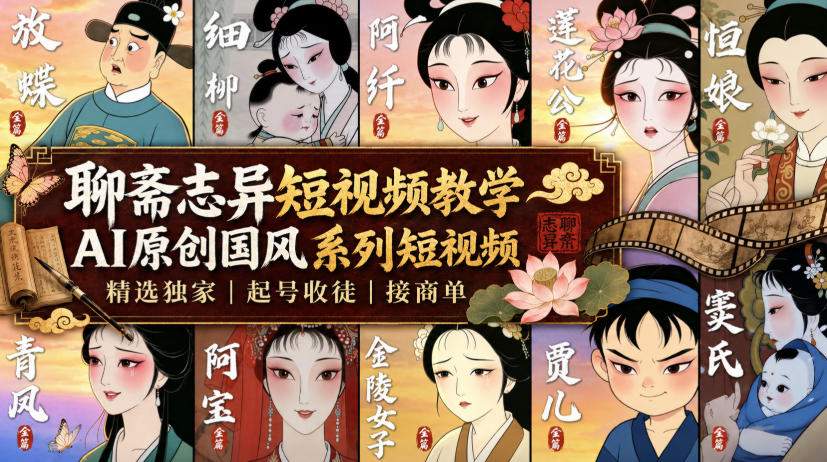 聊斋志异短视频教学,AI原创国风系列短视频,精选独家丨起号收徒丨接商单(更新0818)-星阳网创