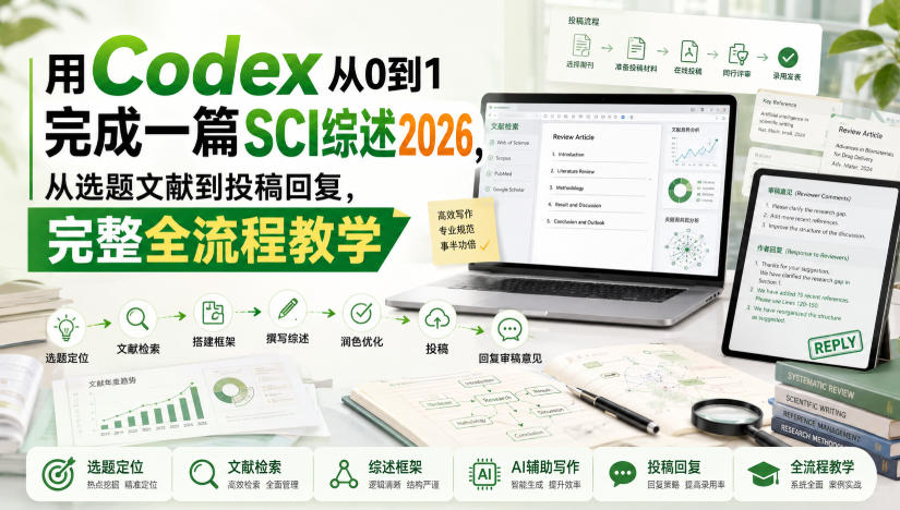 用Codex从0到1完成一篇SCI综述2026,从选题文献到投稿回复,完整全流程教学-星阳网创