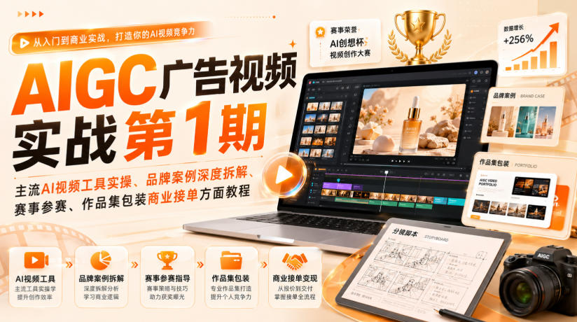 AIGC广告视频实战第1期，主流AI视频工具实操、品牌案例深度拆解、赛事参赛、作品集包装商业接单方面教程-星阳网创