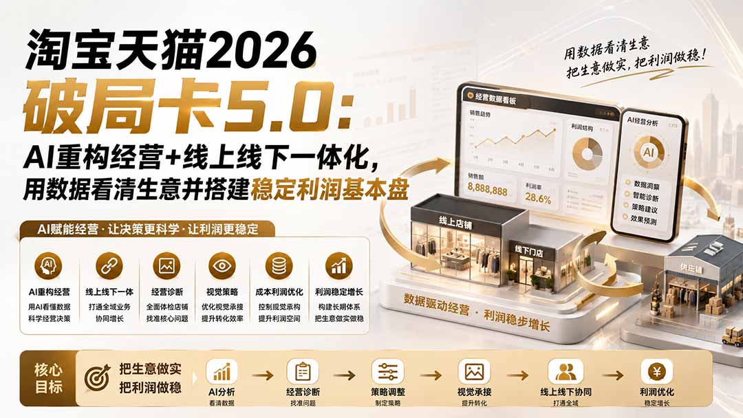 淘宝天猫2026破局卡5.0:AI重构经营+线上线下一体化,用数据看清生意并搭建稳定利润基本盘-星阳网创