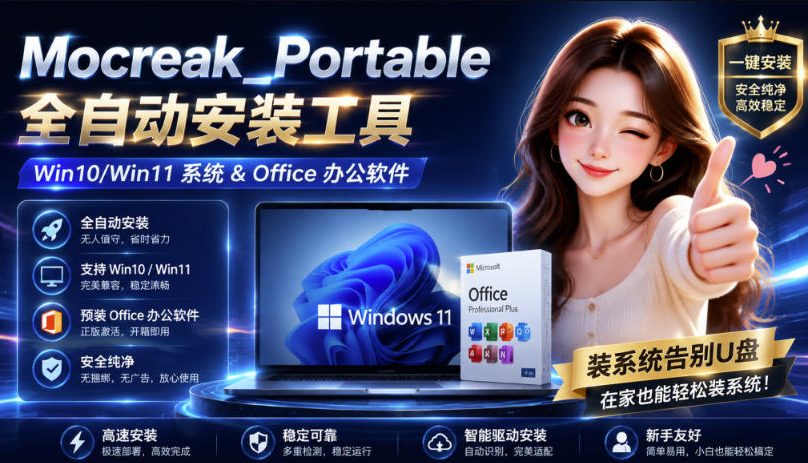 Mocreak全自动安装office和win10、win11系统,告别U盘装系统,使用安全可靠-星阳网创