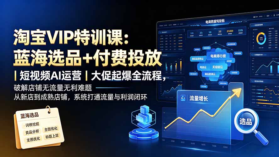 淘宝VIP特训课-更新：蓝海选品+付费投放｜短视频AI运营｜大促起爆全流程，破解店铺无流量无利润难题-星阳网创