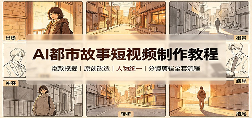 AI都市故事短视频制作教程:爆款挖掘原创改造,人物统一分镜剪辑全套流程-星阳网创