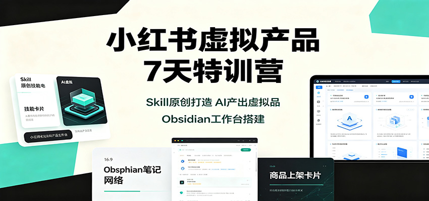 小红书虚拟产品7天特训营:Skill原创打造,AI产出虚拟品,Obsidian工作台搭建-星阳网创