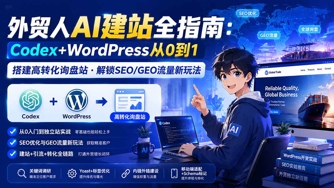 外贸人AI建站全指南:Codex+WordPress从0到1·搭建高转化询盘站·解锁SEO/GEO流量新玩法-更新8月-星阳网创