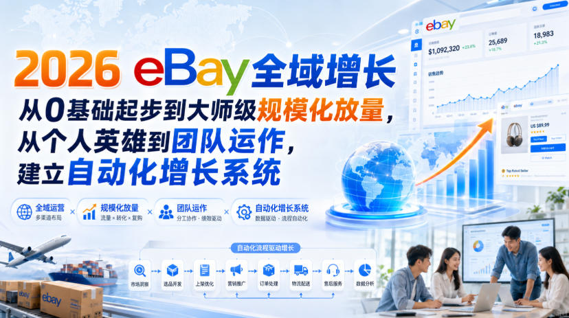 2026 eBay全域增长,从0基础起步到大师级规模化放量,从个人英雄到团队运作,建立自动化增长系统-星阳网创