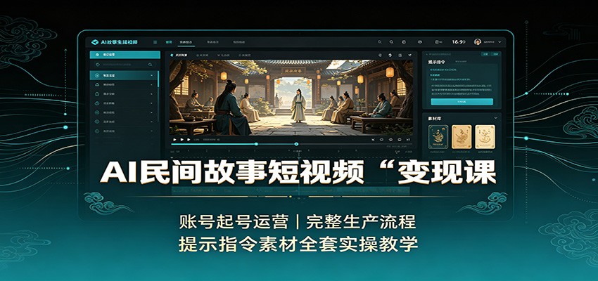 AI民间故事短视频变现课：账号起号运营，完整生产流程，提示指令素材全套实操教学-星阳网创