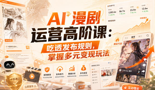AI漫剧运营高阶课:吃透发布规则,掌握多元变现玩法-星阳网创