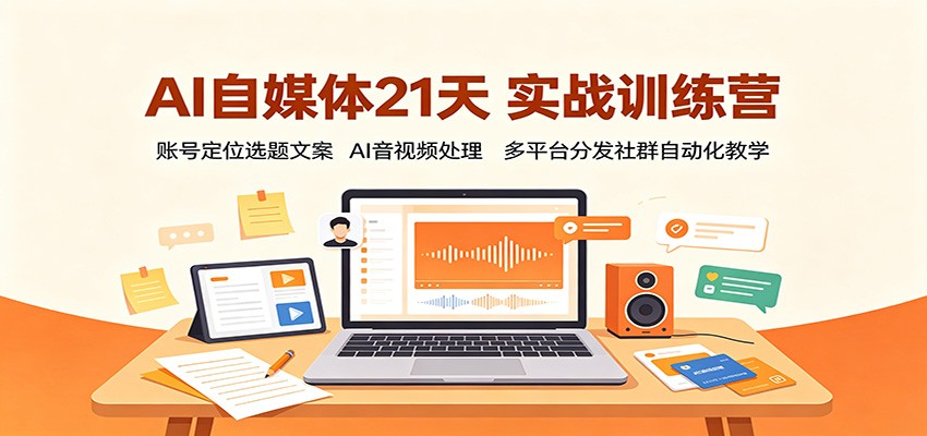AI自媒体21天实战训练营:账号定位选题文案,AI音视频处理,多平台分发社群自动化教学-星阳网创