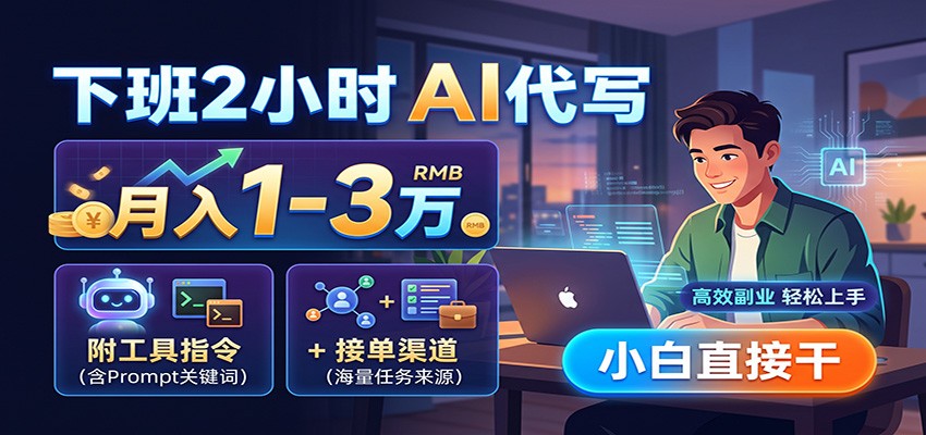 下班2小时AI代写,月入1-3万,附工具指令+接单渠道,小白直接干-星阳网创