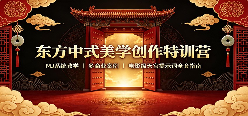 东方中式美学创作特训营：MJ系统教学，多商业案例，电影级天宫提示词全套指南-星阳网创