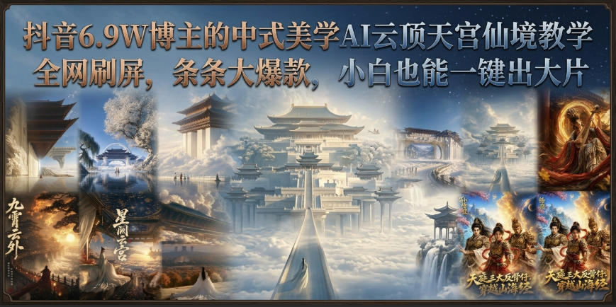 抖音6.9W博主的中式美学AI云顶天宫仙境教学,全网刷屏,条条大爆款,小白也能一键出大片-星阳网创