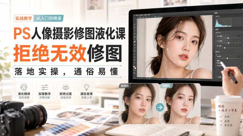 PS人像摄影修图液化课,拒绝无效修图,落地实操,通俗易懂-星阳网创