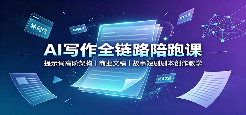 AI写作全链路陪跑课：提示词高阶架构，商业文稿，故事短剧剧本创作教学-星阳网创