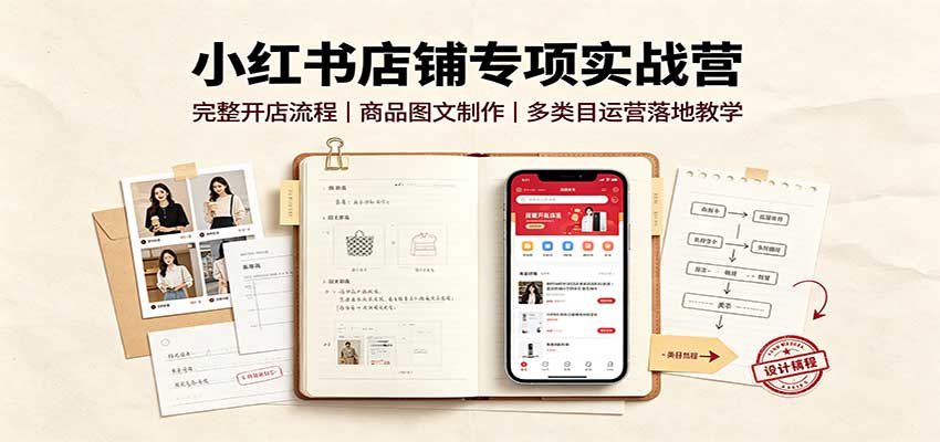 小红书店铺专项实战营:完整开店流程,商品图文制作,多类目运营落地教学-星阳网创