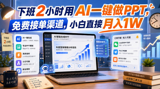 下班2小时用AI一键做PPT,免费接单渠道,小白直接月入1W【揭秘】-星阳网创