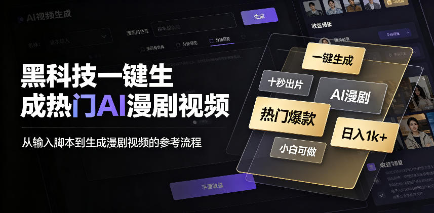 黑科技一键生成热门AI漫剧视频,十秒钟即可搞定,小白也能日入1k+【揭秘】-星阳网创