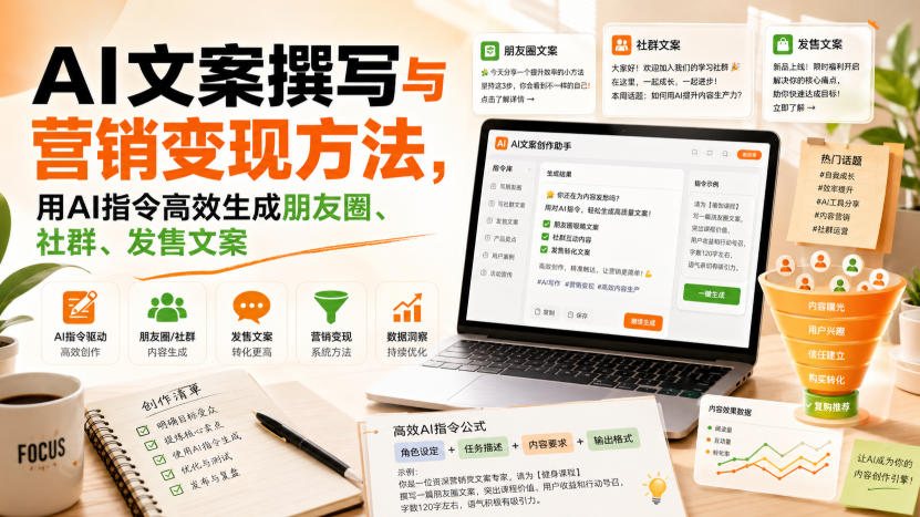 AI文案撰写与营销变现方法,用AI指令高效生成朋友圈、社群、发售文案-星阳网创