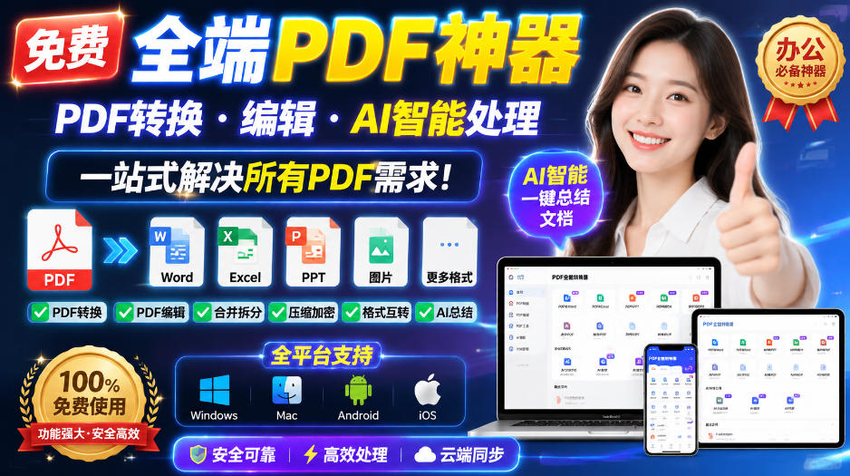 免费全端PDF神器,PDF转换·编辑·AI智能处理,一站式解决所有PDF需求!-星阳网创