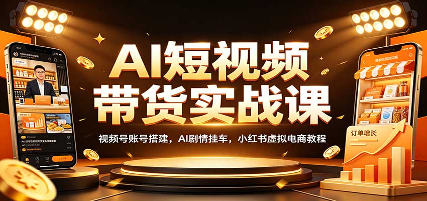 AI短视频带货实战课:视频号账号搭建,AI剧情挂车,小红书虚拟电商教程-星阳网创
