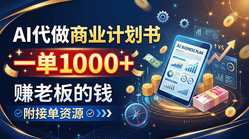 AI代做商业计划书,一单1000+,赚老板的钱,附接单资源-星阳网创