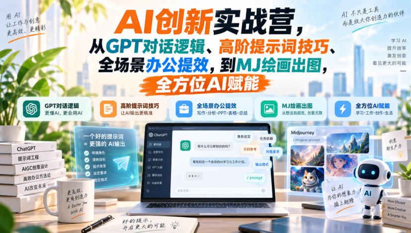AI创新实战营,从GPT对话逻辑、高阶提示词技巧、全场景办公提效,到MJ绘画出图,全方位AI赋能-星阳网创
