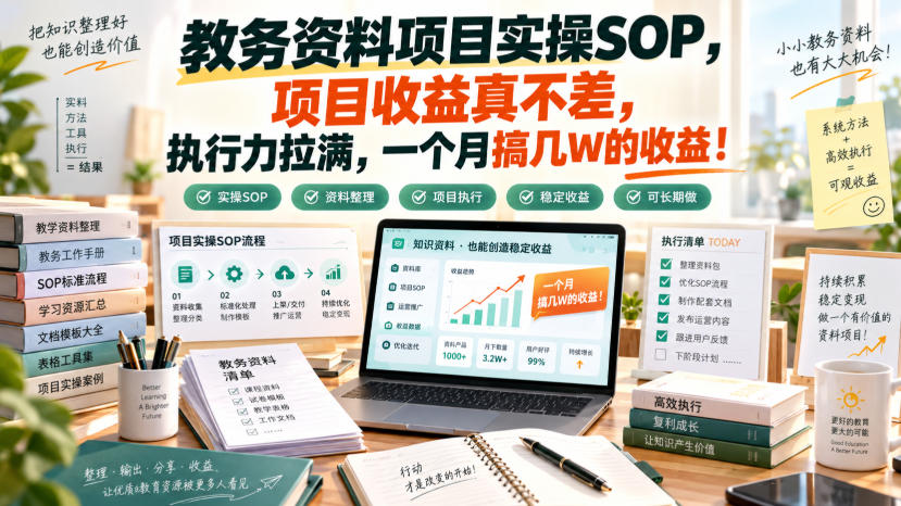 教务资料项目实操SOP,项目收益真不差,执行力拉满,一个月搞几W的收益-星阳网创