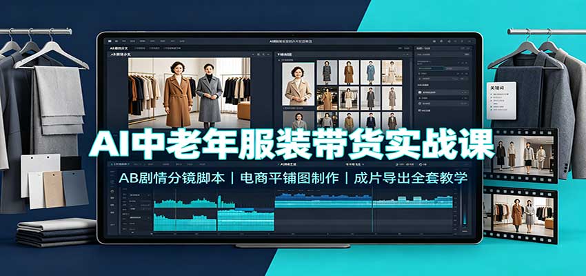 AI中老年服装带货实战课:AB剧情分镜脚本,电商平铺图制作,成片导出全套教学-星阳网创