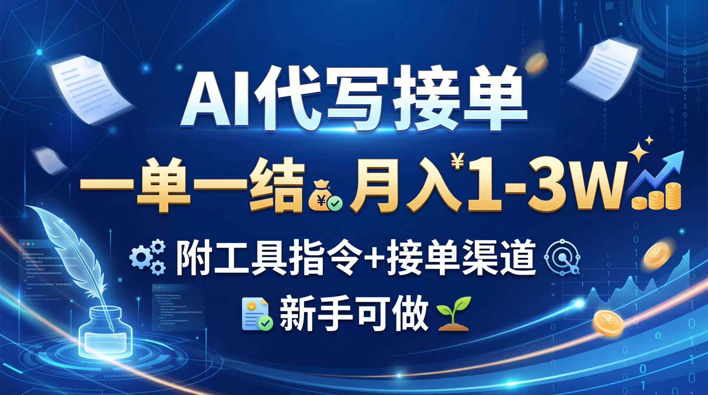AI代写接单,一单一结,月入1-3W,附工具指令+接单渠道,新手可做-星阳网创