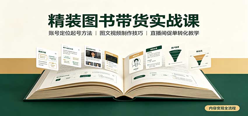 精装图书带货实战课:账号定位起号方法,图文视频制作,促单转化教学-星阳网创