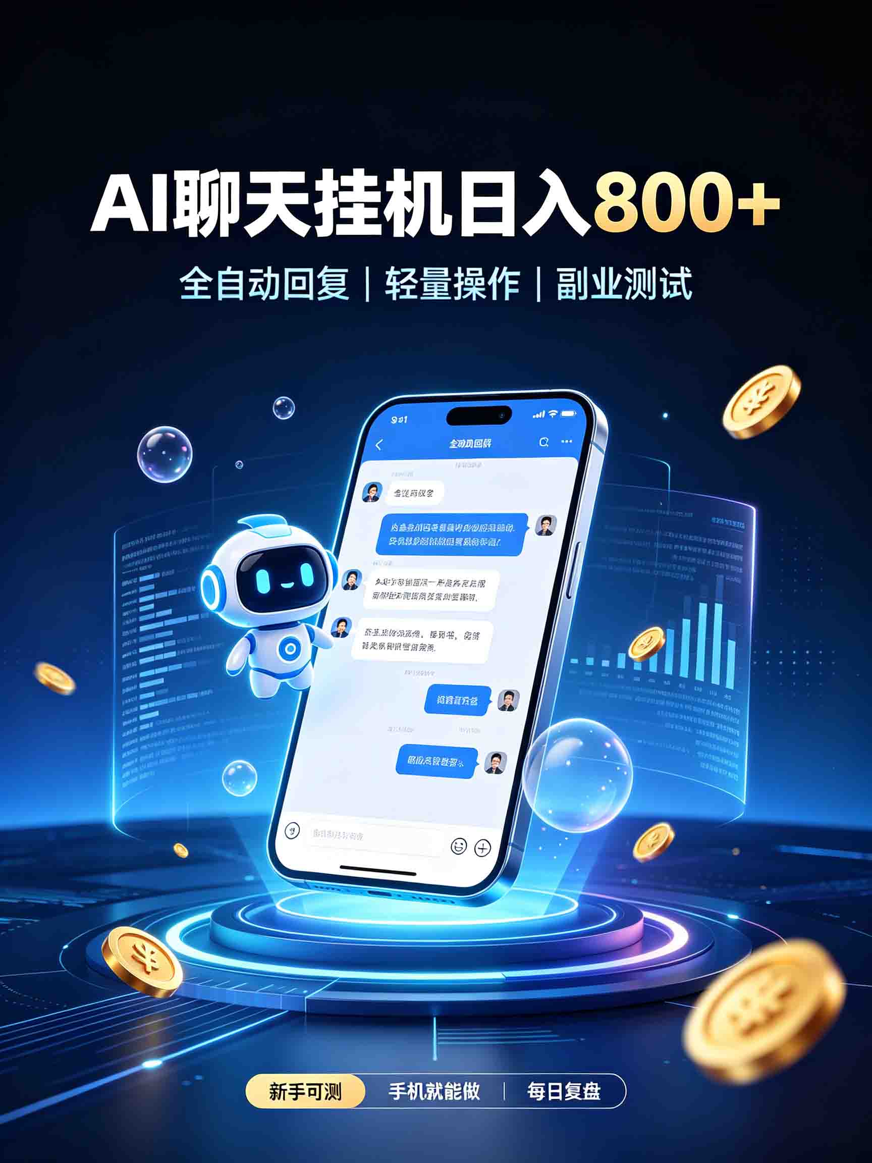 AI聊天挂机,日入800+,适用个人副业,工作室矩阵操作-星阳网创