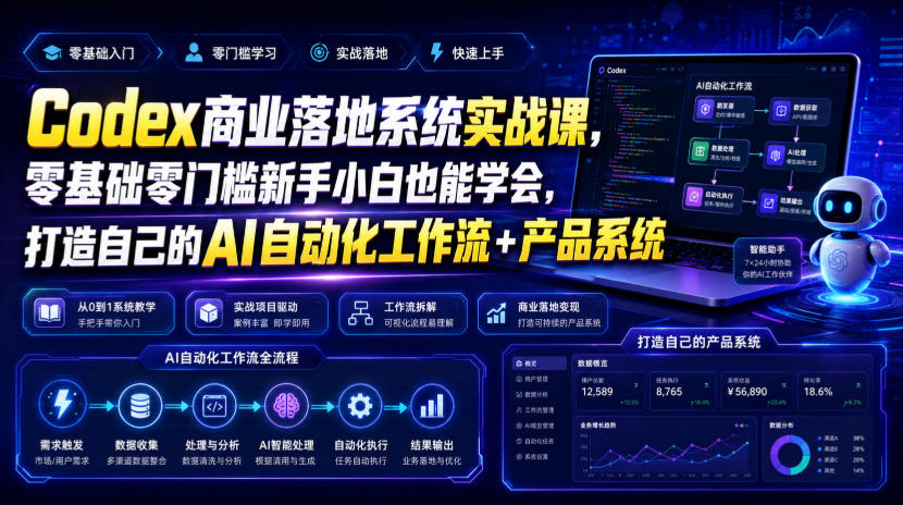 Codex商业落地系统实战课，零基础零门槛新手小白也能学会，打造自己的AI自动化工作流+产品系统(更新)-星阳网创