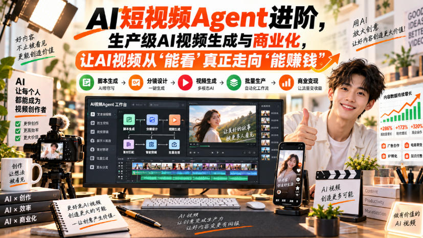 AI短视频Agent进阶,生产级AI视频生成与商业化,让AI视频从”能看”真正走向”能賺钱”-星阳网创