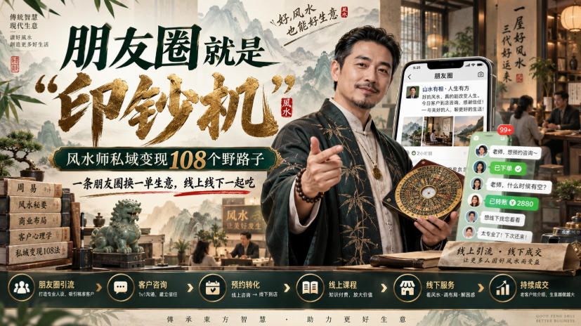 朋友圈就是“印钞机”,风水师私域变现108个野路子,一条朋友圈换一单生意,线上线下一起吃【文档】-星阳网创