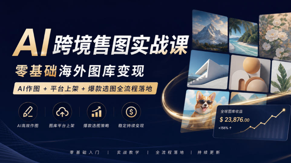 AI跨境售图实战课，零基础海外图库变现，AI作图+平台上架+爆款选图全流程落地-星阳网创