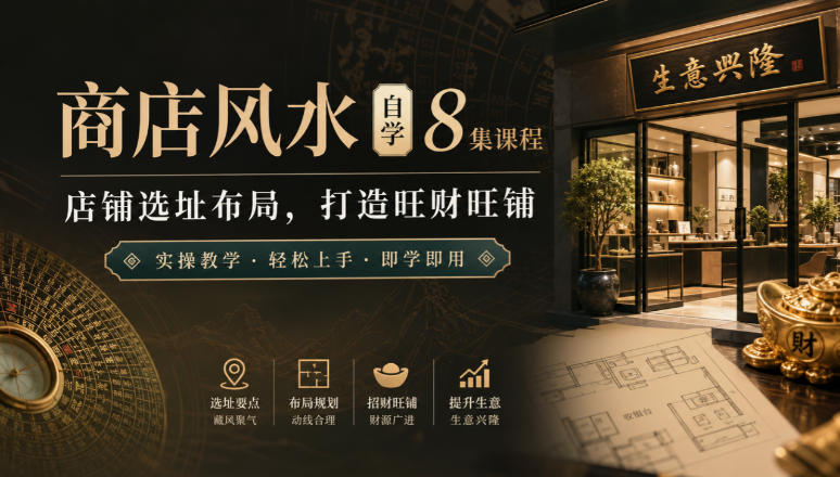商店风水自学8集课程｜店铺选址布局，打造旺财旺铺实操教学-星阳网创