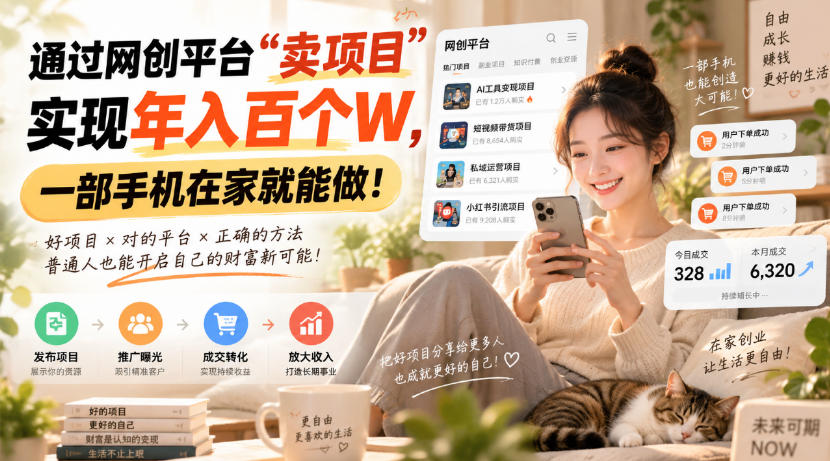 通过网创平台“卖项目”实现年入百万,一部手机在家就能做!-星阳网创