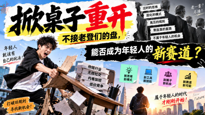 某公众号付费文章:掀桌子重开,不接老登们的盘,能否成为年轻人的新赛道?-星阳网创