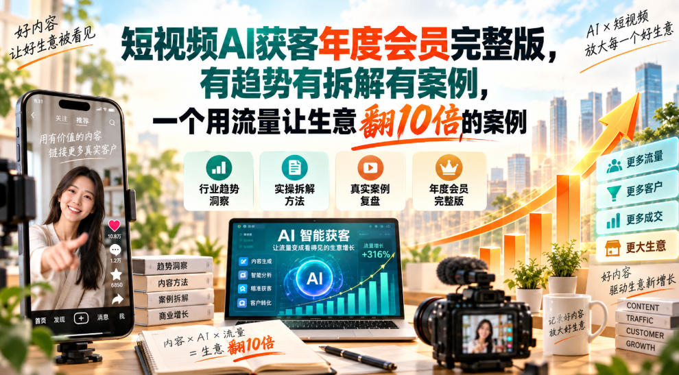 短视频AI获客年度会员完整版,有趋势有拆解有案例,一个用流量让生意翻10倍的案例-星阳网创