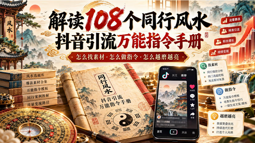 解读108个同行风水抖音引流万能指令手册,怎么找素材·怎么做指令·怎么越磨越亮【文档】-星阳网创