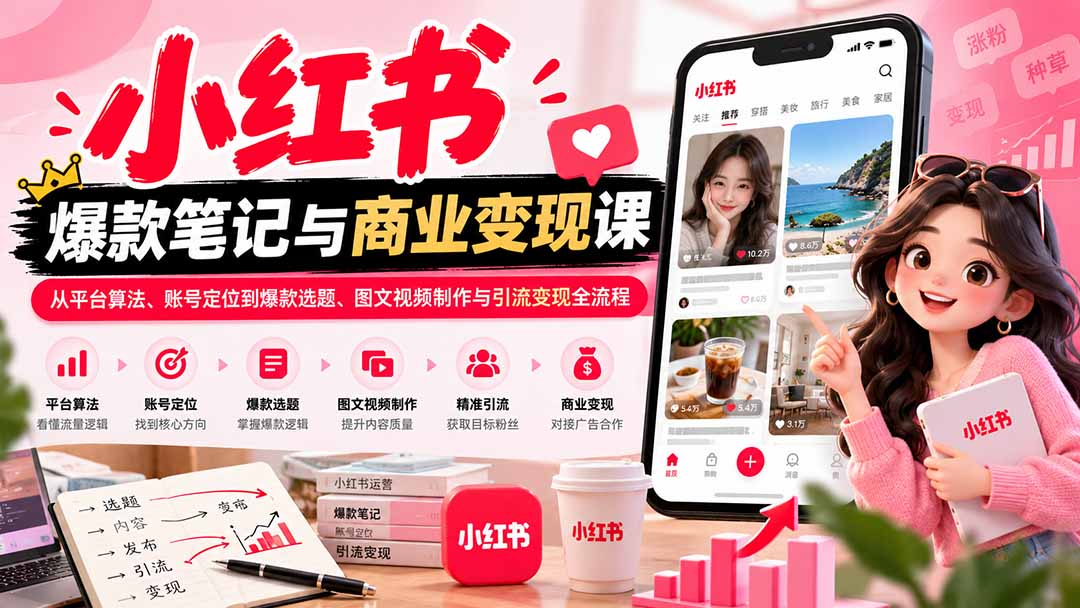 2026小红书爆款笔记与商业变现课:从平台算法、账号定位到爆款选题、图文视频制作与引流变现全流程-星阳网创