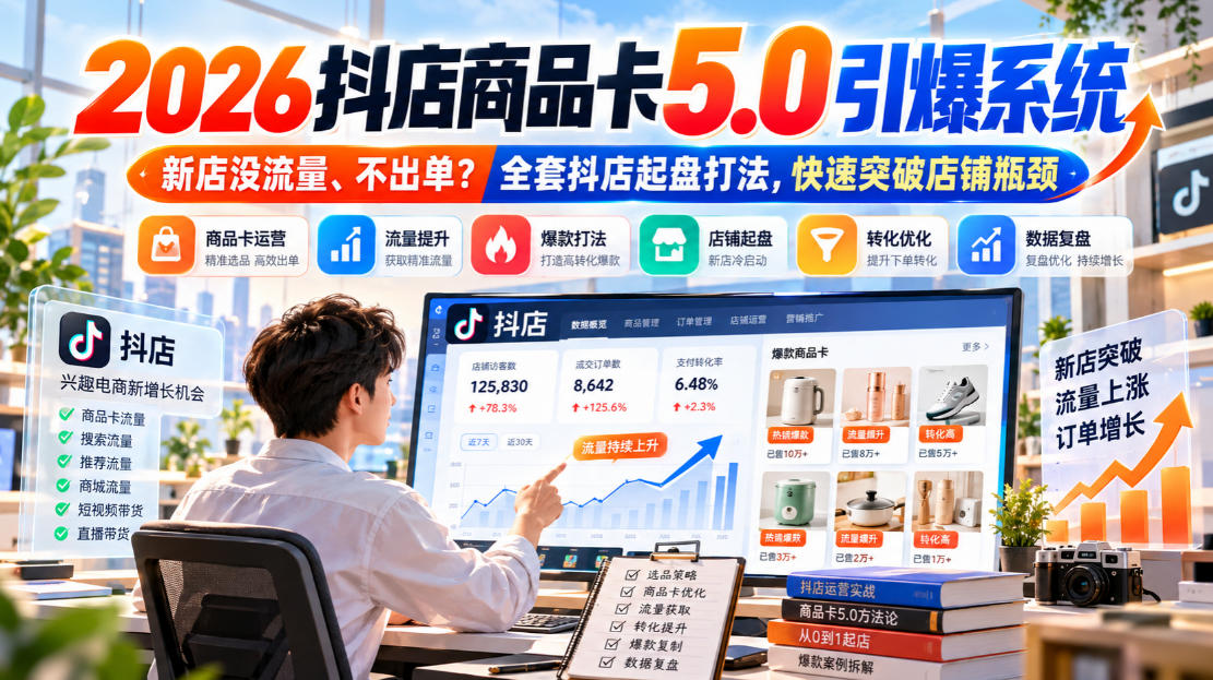 2026抖店商品卡5.0引爆店铺流量,新店没流量、不出单?全套抖店起盘打法,快速突破店铺瓶颈-星阳网创
