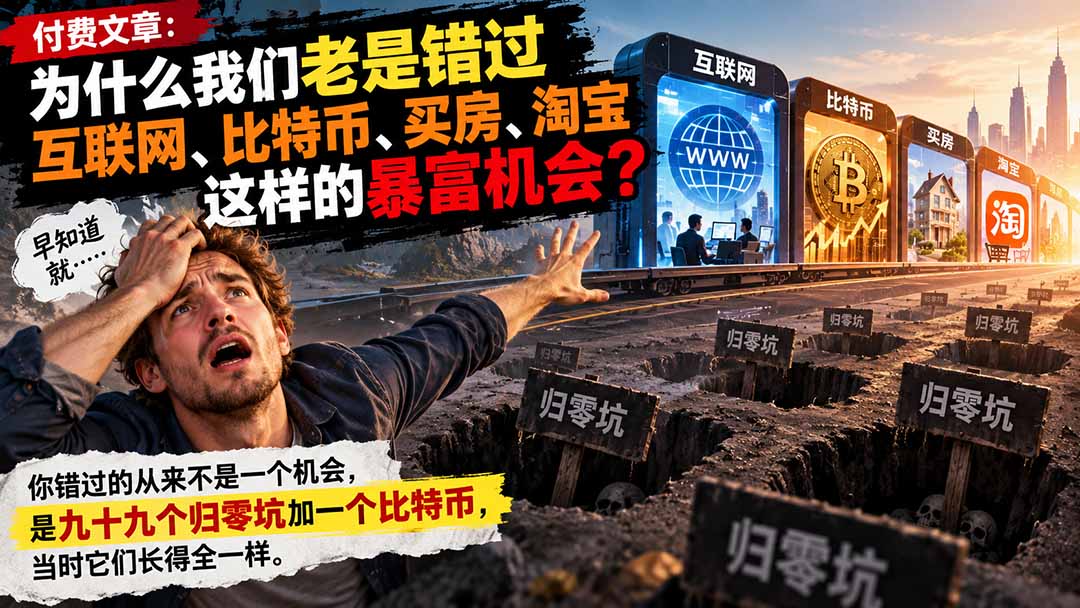付费文章:为什么我们老是错过互联网、比特币、买 房、淘宝这样的暴富机会?-星阳网创