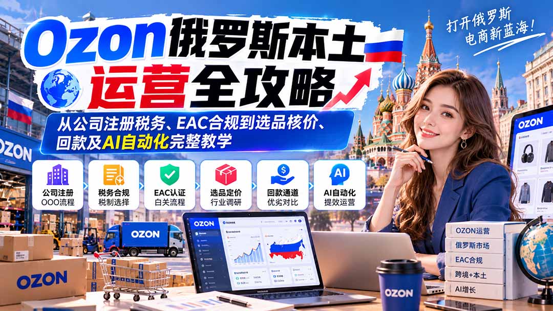 Ozon俄罗斯本土运营全攻略:从公司注册税务、EAC合规到选品核价、回款及AI自动化完整教学-星阳网创