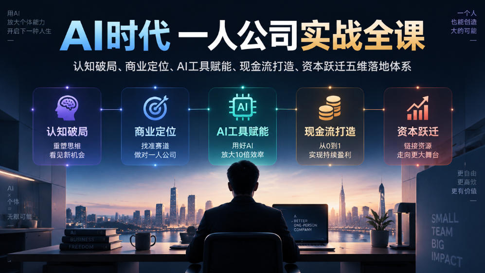 AI时代一人公司实战全课|认知破局、商业定位、AI工具赋能、现金流打造、资本跃迁五维落地体系-星阳网创