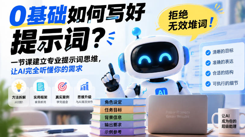 0基础如何写好提示词,拒绝无效堆词!一节课建立专业提示词思维,让AI完全听懂你的需求-星阳网创