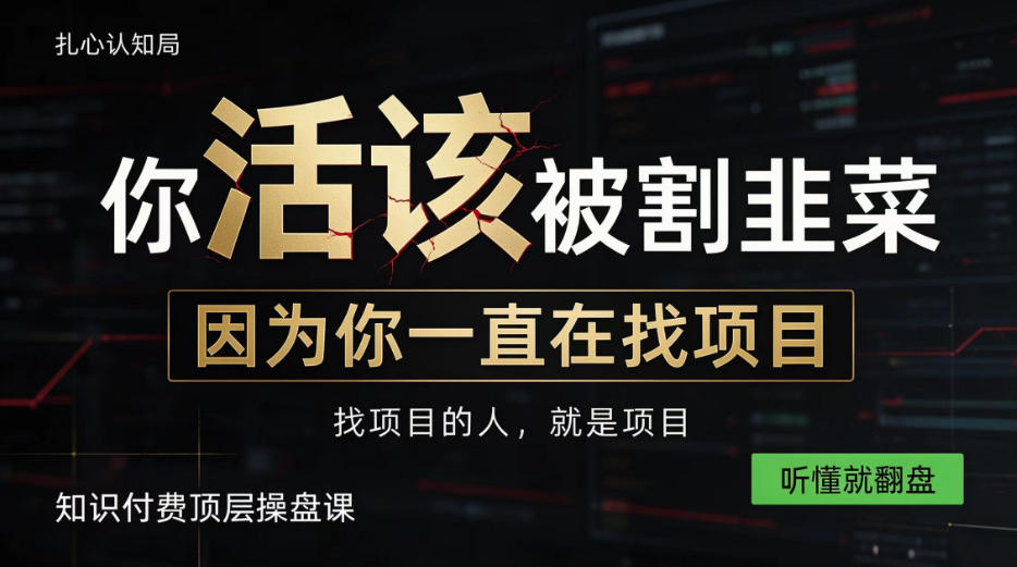 做项目不如卖项目,做知识付费自己当老板,知识付费顶层操盘课,听懂就翻盘【揭秘】-星阳网创