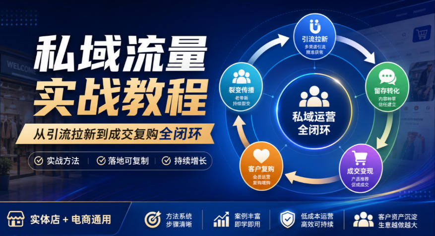 私域流量实战教程,从引流拉新到成交复购全闭环,实体店电商通用-星阳网创