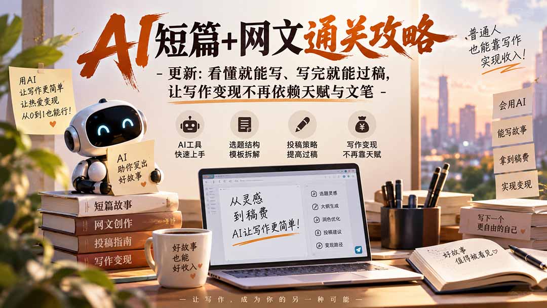 AI短篇+网文通关攻略-更新1009:看懂就能写、写完就能过稿,让写作变现不再依赖天赋与文笔-星阳网创