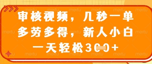 最新审核视频,几秒一单,多劳多得,新人小白一天轻松3张【揭秘】-星阳网创